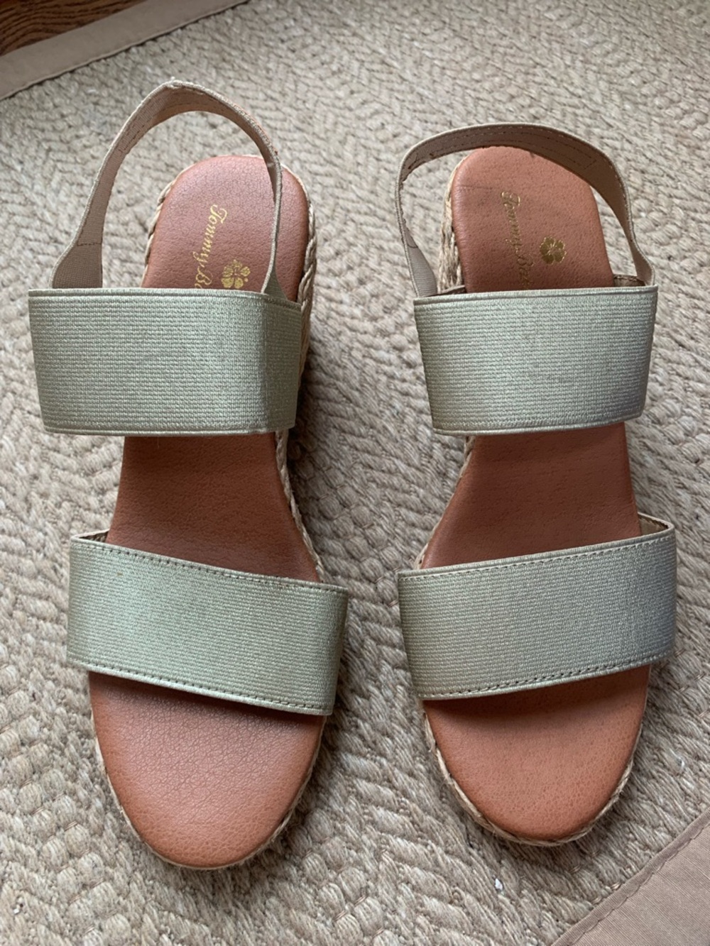 Tommy Bahama Gold Dual Strap Espadrille Sandals